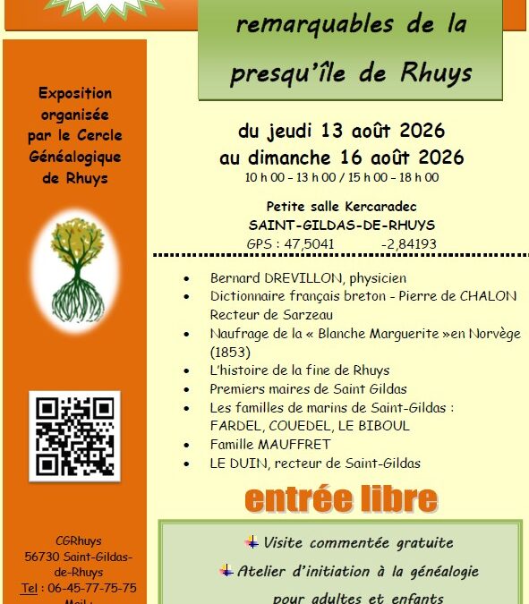 Les personnalités remarquables de la presqu&rsquo;île de Rhuys : 4ème édition